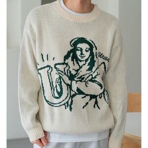 DAZY‎ Men S Figure & Letter Pattern Drop Shoulder Fall Sweater Urban Streetwear